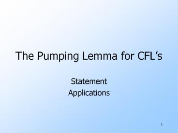 The Pumping Lemma for CFL