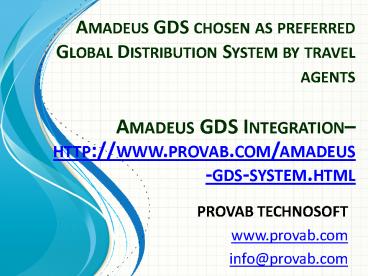 Amadeus GDS chosen as preferred Global Distribution System