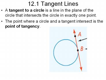 12.1 Tangent Lines