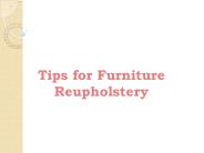 Tips for Furniture Reupholstery