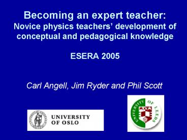 Becoming an expert teacher: Novice physics teachers