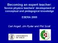 Becoming an expert teacher: Novice physics teachers PowerPoint PPT Presentation