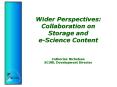 Wider Perspectives: Collaboration on Storage and e-Science Content  Catherine Nicholson SCURL Development Director PowerPoint PPT Presentation