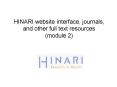 HINARI website interface, journals, and other full text resources (module 2) PowerPoint PPT Presentation