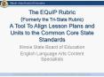 The EQuIP Rubric (Formerly the Tri-State Rubric) A Tool To Align Lesson Plans and Units to the Common Core State Standards PowerPoint PPT Presentation