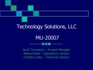 Technology Solutions, LLC  MU-20007