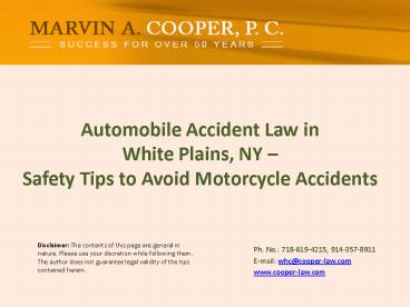 Safety Tips to Avoid Motorcycle Accidents