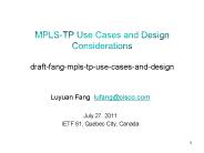 MPLS-TP Use Cases and Design Considerations draft-fang-mpls-tp-use-cases-and-design