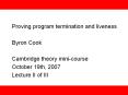 Proving program termination and liveness PowerPoint PPT Presentation