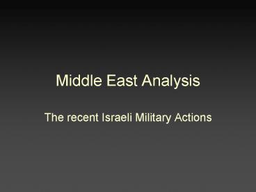 Middle East Analysis