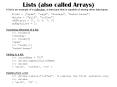 Lists (also called Arrays) PowerPoint PPT Presentation