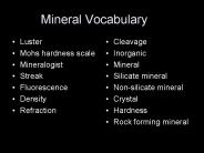 Mineral Vocabulary