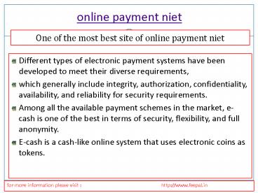 Exhaustive overview of the online payment niet