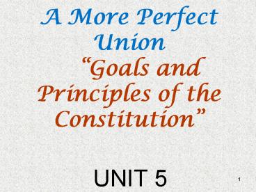 A More Perfect Union       