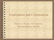 Exploration and Colonization