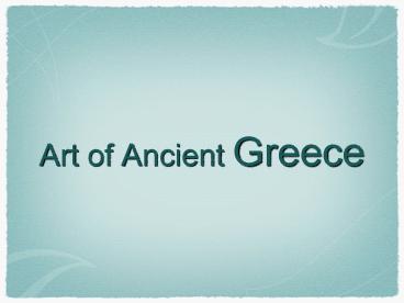 Art of Ancient Greece