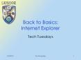 Back to Basics: Internet Explorer PowerPoint PPT Presentation