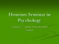 Honours Seminar in Psychology PowerPoint PPT Presentation