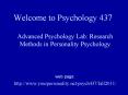 Welcome to Psychology 437 PowerPoint PPT Presentation