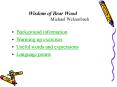 Wisdom of Bear Wood                Michael Welzenbach PowerPoint PPT Presentation