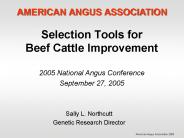 Selection Tools for Beef Cattle Improvement