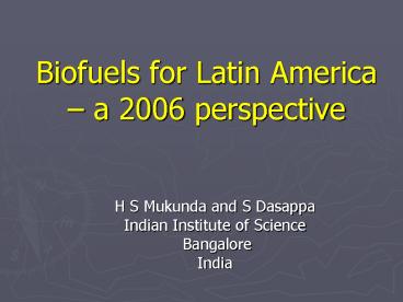 Biofuels for Latin America 