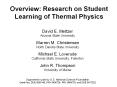 Overview: Research on Student Learning of Thermal Physics PowerPoint PPT Presentation