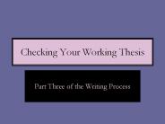Checking Your Working Thesis