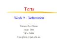 Torts                   Week 9 - Defamation PowerPoint PPT Presentation