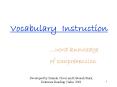 Vocabulary Instruction PowerPoint PPT Presentation