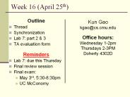 Week 16 (April 25th)