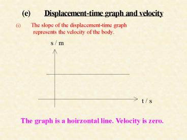 The graph is a hoirzontal line. Velocity is zero.