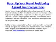 Boost Up Your Brand Positioning Against Your Competitors