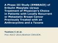 A Phase III Study (EMBRACE) of Eribulin Mesylate versus Treatment of Physician's Choice in Patients with Locally Recurrent or Metastatic Breast Cancer Previously Treated with an Anthracycline and a Taxane PowerPoint PPT Presentation