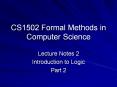 CS1502 Formal Methods in Computer Science PowerPoint PPT Presentation