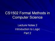 CS1502 Formal Methods in Computer Science
