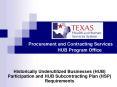 Historically Underutilized Businesses (HUB) Participation and HUB Subcontracting Plan (HSP) Requirements PowerPoint PPT Presentation