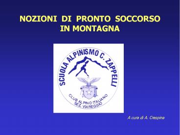 NOZIONI  DI  PRONTO  SOCCORSO