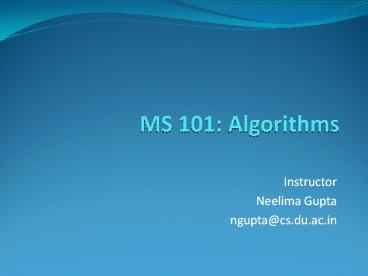 MS 101: Algorithms