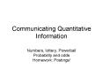 Communicating Quantitative Information PowerPoint PPT Presentation