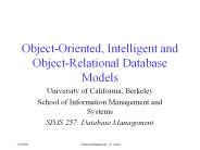 Object-Oriented, Intelligent and Object-Relational Database Models