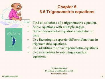 Chapter 6 6.5 Trigonometric equations