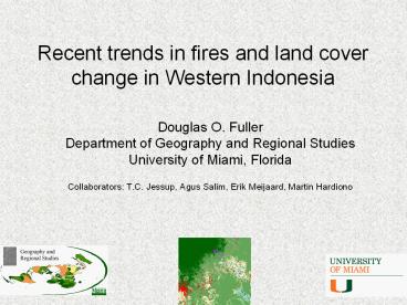 Recent trends in fires and land cover change in Western Indonesia