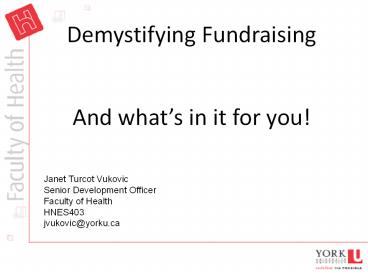 Demystifying Fundraising