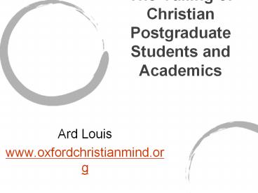 The Calling of Christian Postgraduate Students and Academics