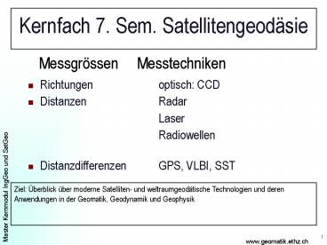 Kernfach 7. Sem. Satellitengeod