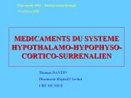 MEDICAMENTS DU SYSTEME HYPOTHALAMO-HYPOPHYSO- CORTICO-SURRENALIEN