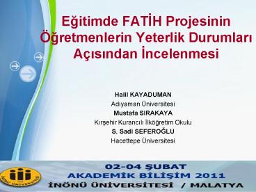 Egitimde FATIH Projesinin 