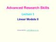 Lecture 3 Linear Models II PowerPoint PPT Presentation