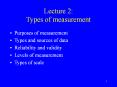 Lecture 2: Types of measurement PowerPoint PPT Presentation